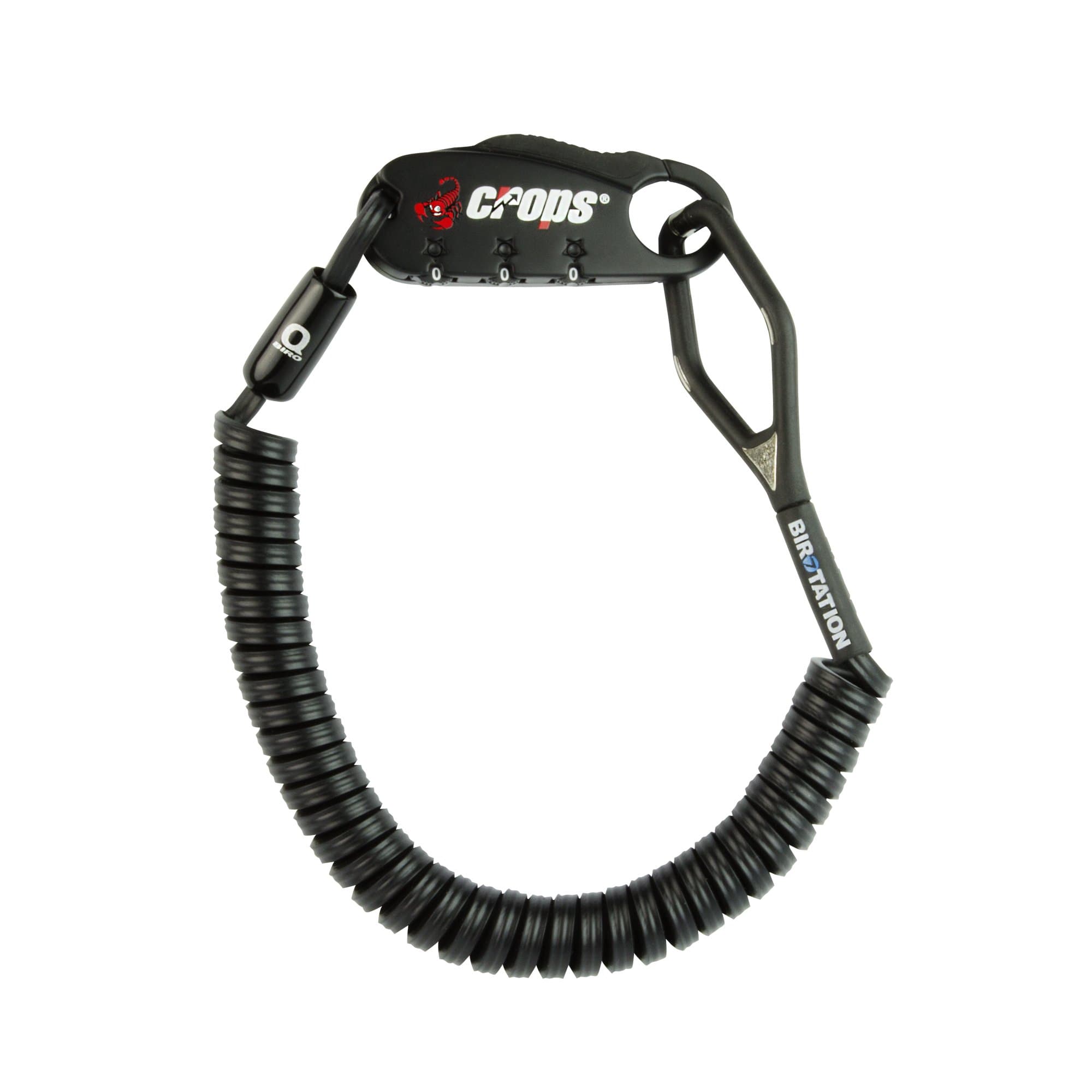 CROPS Pro Q4-Biro Cable Lock - Very Light Weight - Resettable 3 Digit Combination - Shape Memory Material - Folds Back to Compact Shape - Anti Theft - Bike Bicycle Luggage Snowboard Skies Helmet