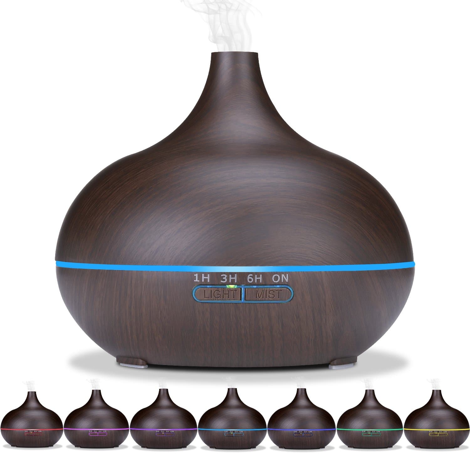 Seamei 550ml Essential Oil Diffuser Wood Grain Aromatherapy Diffuser Ultrasonic Cool Mist Humidifier with Color LED Lights Changing Waterless Auto Shut-off Bedroom Office Home Baby Room Yoga