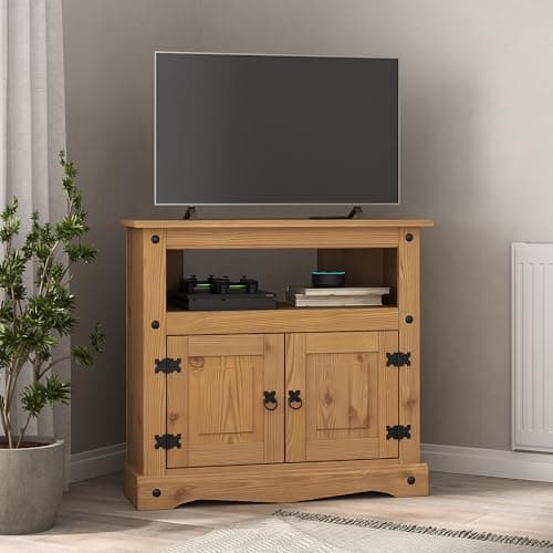 Corona TV Stand Corner Cabinet Mexican Solid Waxed Pine