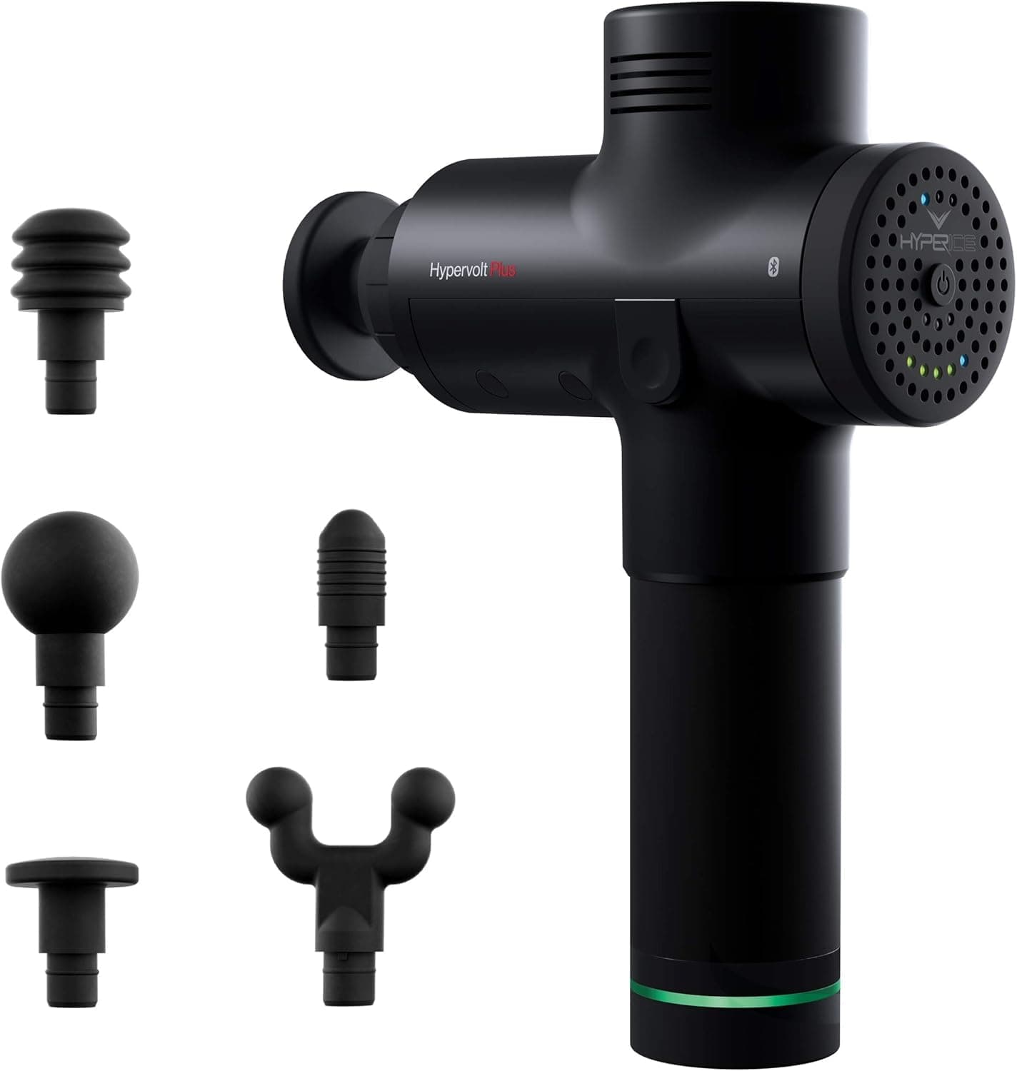 Hyperice Hypervolt Plus, Featuring Quiet Glide Technology - Handheld Percussion Massage Gun | 3 Speeds, 5 Interchangeable Heads | Helps Relieve Sore Muscles and Stiffness (Hypervolt Plus w/Bluetooth)