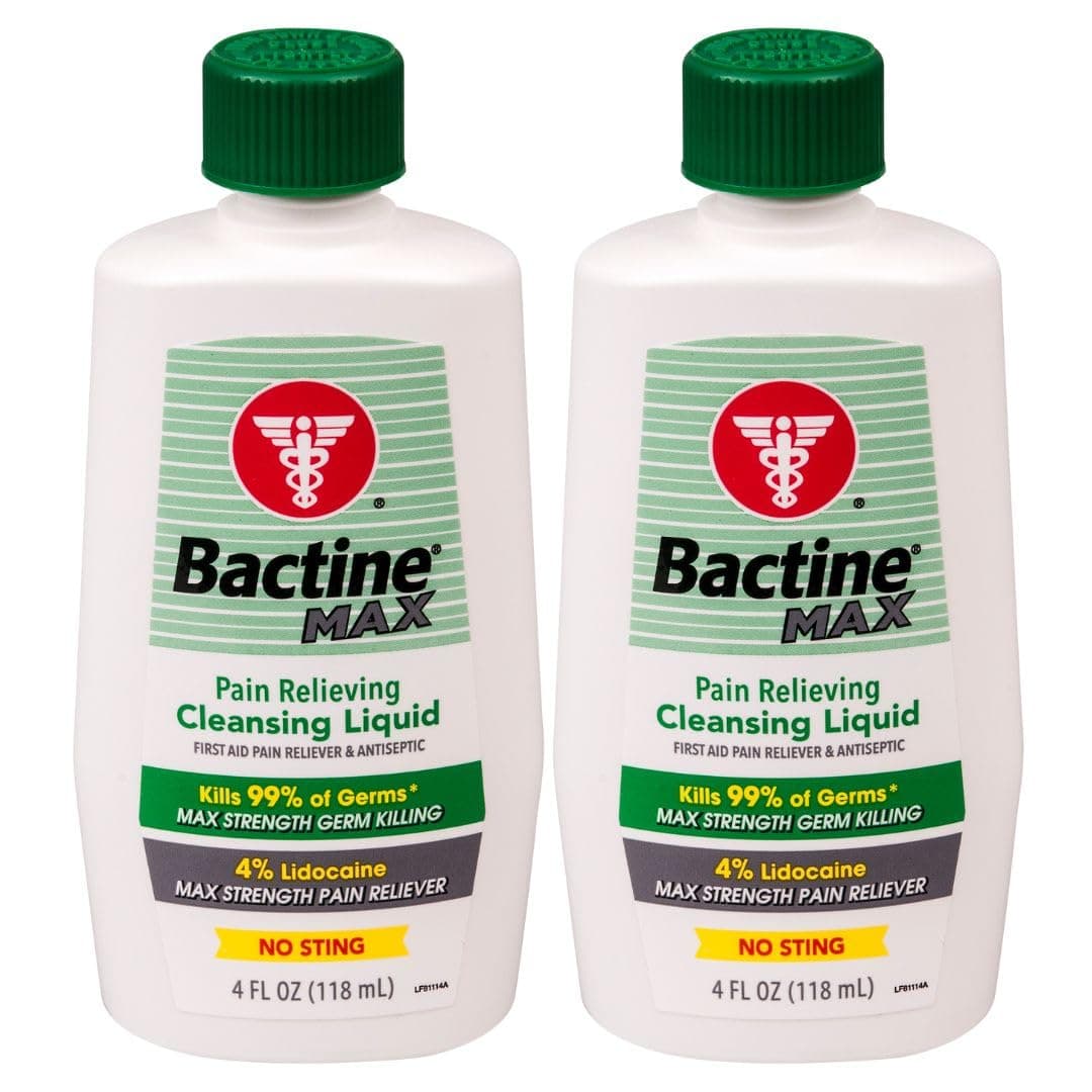 Bactine MAX Pain Relieving Cleansing Liquid, 4 Fl Oz (Pack of 2)