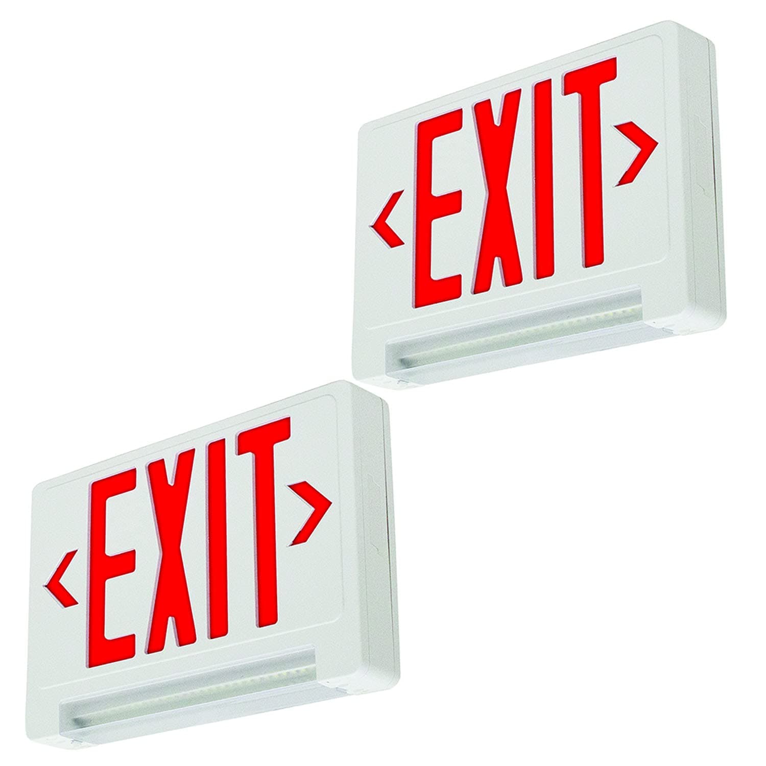 LFI Lights Compact Red Exit Sign with Emergency Lights - All LED Light Pipe, Adjustable Light Bar, Battery Backup, Hardwired, Wall or Ceiling Mount, UL Listed, Ideal for Business Safety Compliance (2 Pack)