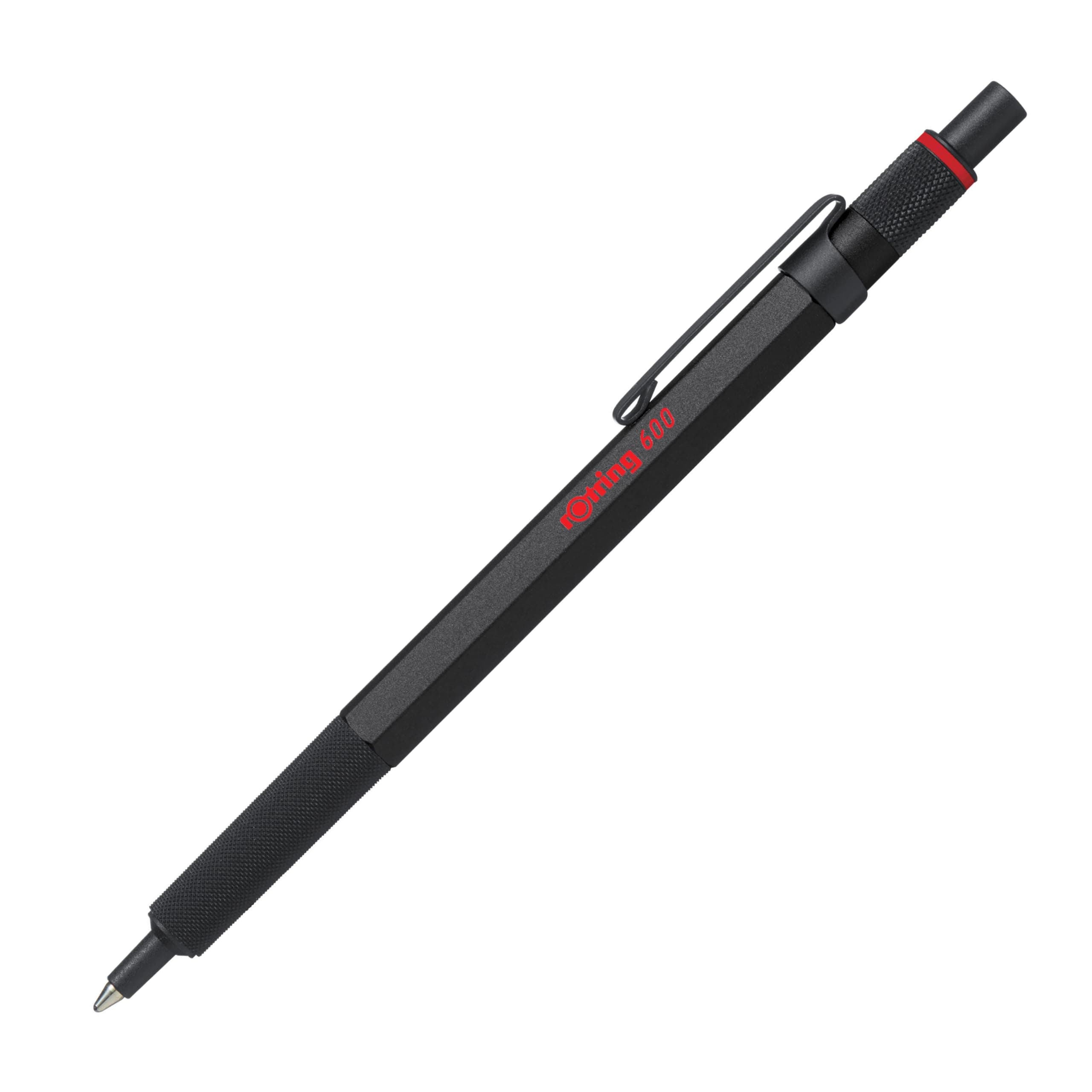600 Ballpoint Pen, Medium Point, Black Ink, Black Barrel, Refillable, 1 Count - Smooth Writing, Style, Comfort, Non-Slip Grip