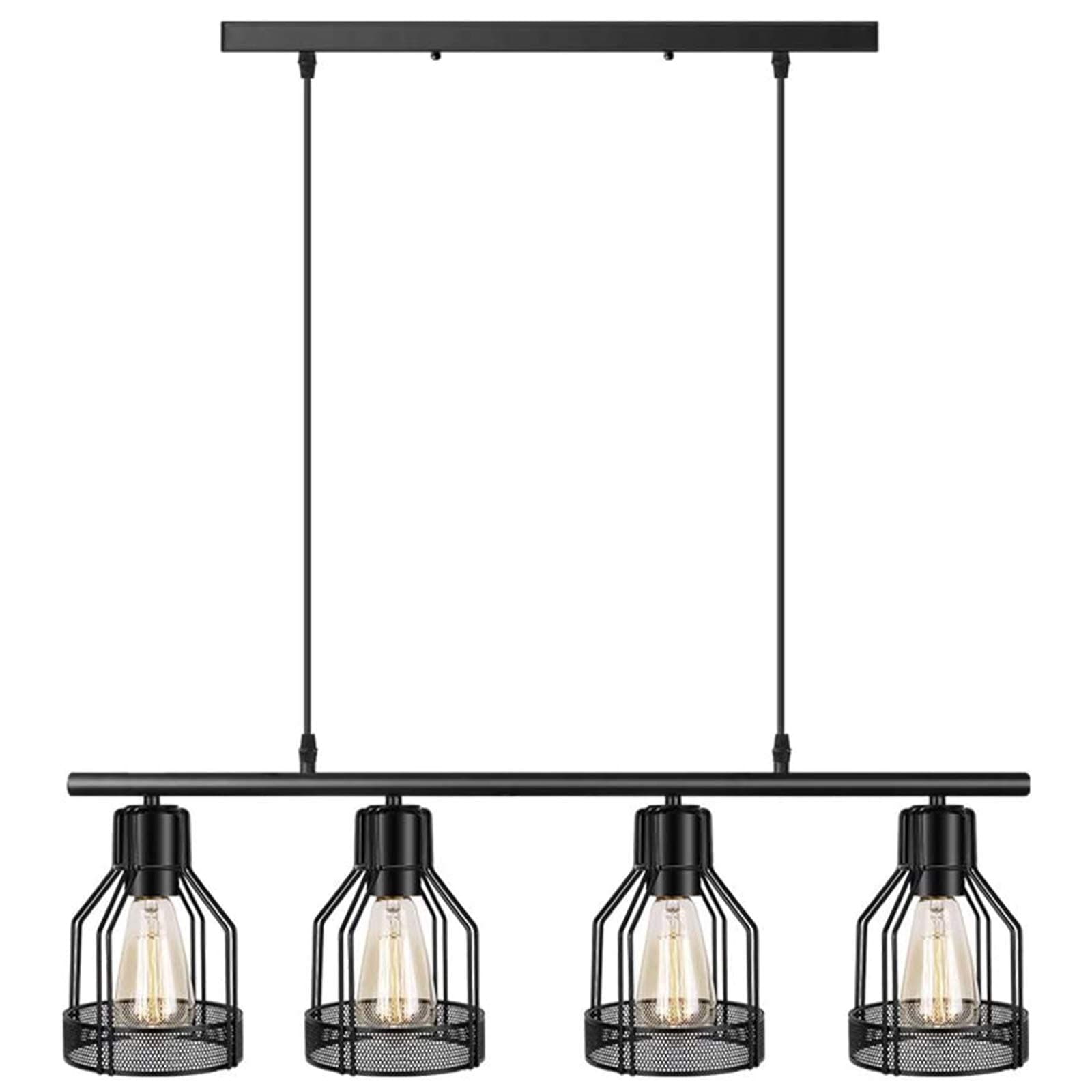 EE Eleven Master 4-Light Pendant Lighting Kitchen Island Light Fixture with Paint Finish Cage Lampshade Modern Industrial Chandelier