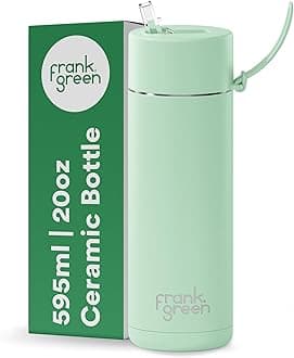 Insulated Water Bottle for Cold Or Hot Drinks - 595ml/20oz Metal Bottle with Straw Lid, Ceramic Insulated, Stainless Steel, Triple Wall Vacuum - Mint Gelato Green by frank green