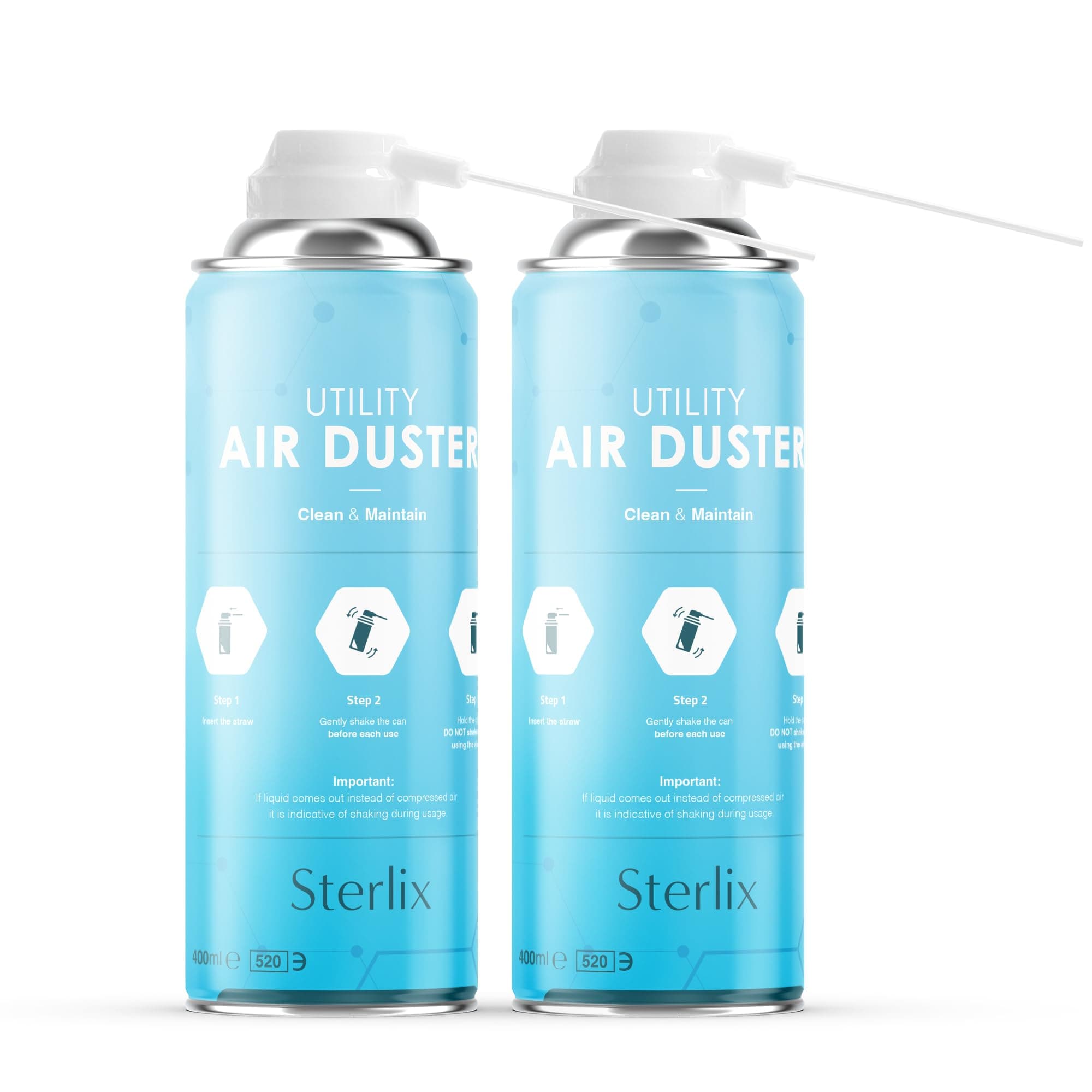 Air Duster Can Compressed Air Spray Can Dust Cleaner PC, Keyboard, Electronic Devices & Car Cleaning Protect, 2 x 400ml, Packaging May Vary