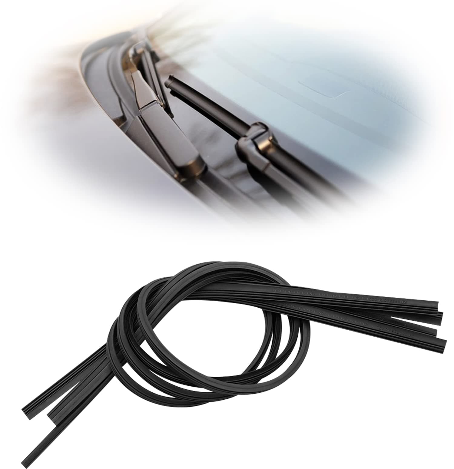 4 Pack Windshield Wiper Blades Refills, DIY Adjustable Windscreen Wiper Rubber Strips, Frameless Window Boneless Insert Silicone Strips, Universal for Car, Truck, SUV (25.59Inch)