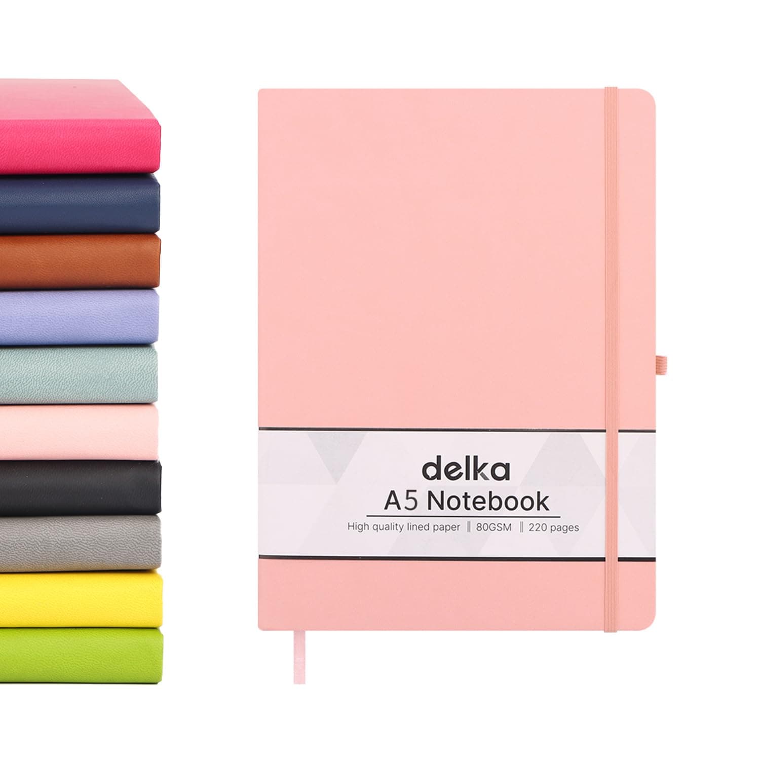 delka A5 Notebook – Lined Notepad Journal, Soft Cover Writing Pad for Office, School, College, Home & Business – Ideal for Note Taking, Daily Planning, Journaling & Study (PASTEL PINK, Pack of 1)