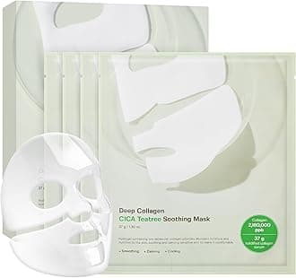 SUNGBOON EDITOR Deep Collagen CICA Tea tree Overnight Mask 37gx4ea | Real Collagen Face Mask with Tea tree & Centella | Acne Face Mask for Calming & Soothing | Korean Skin Care