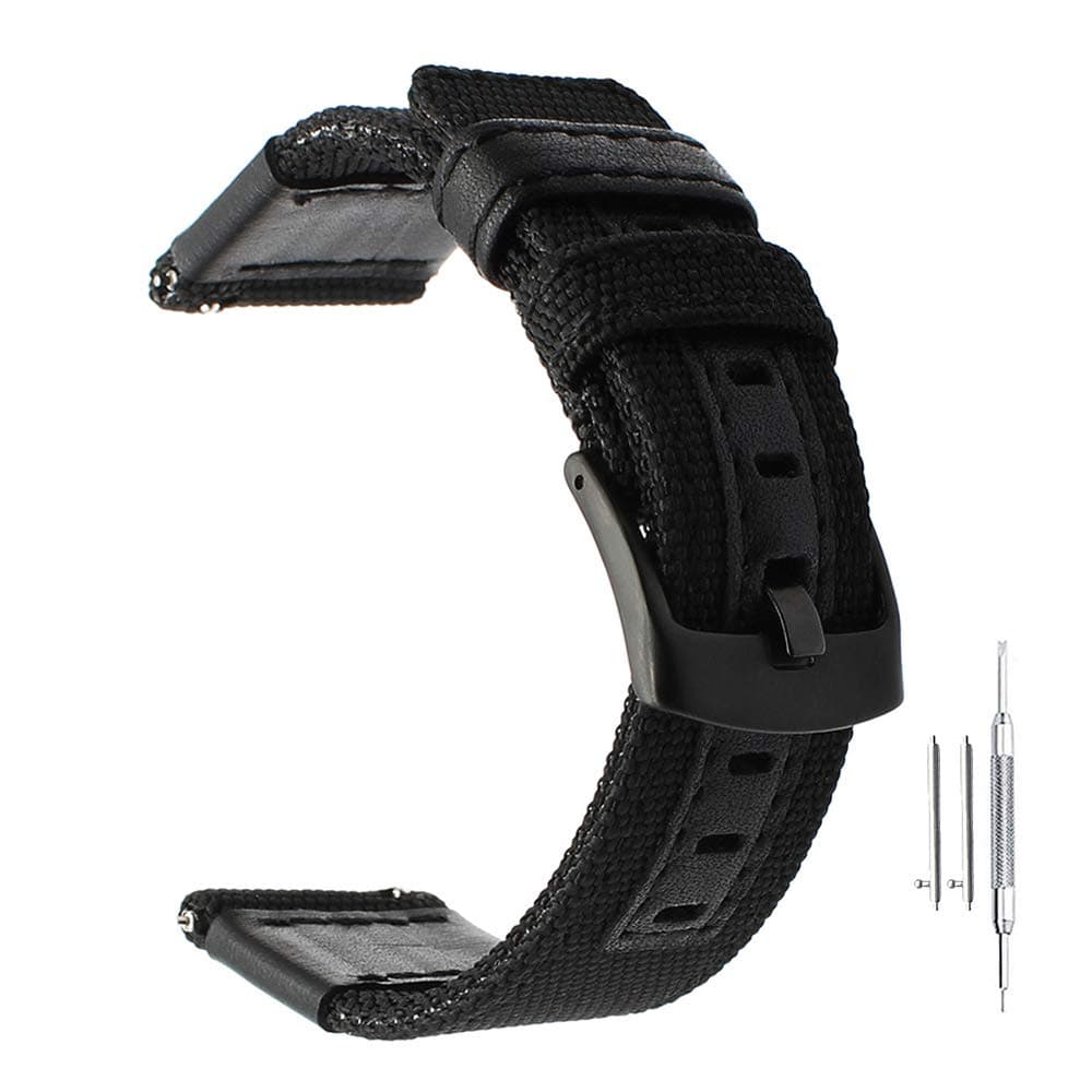 Nylon Quick Release Watch Bands,Replacement Canvas Fabric Sport Strap,20/22/24mm Military Style Wristband for Men Women Watch Bracelet,Stainless Steel Black Buckle