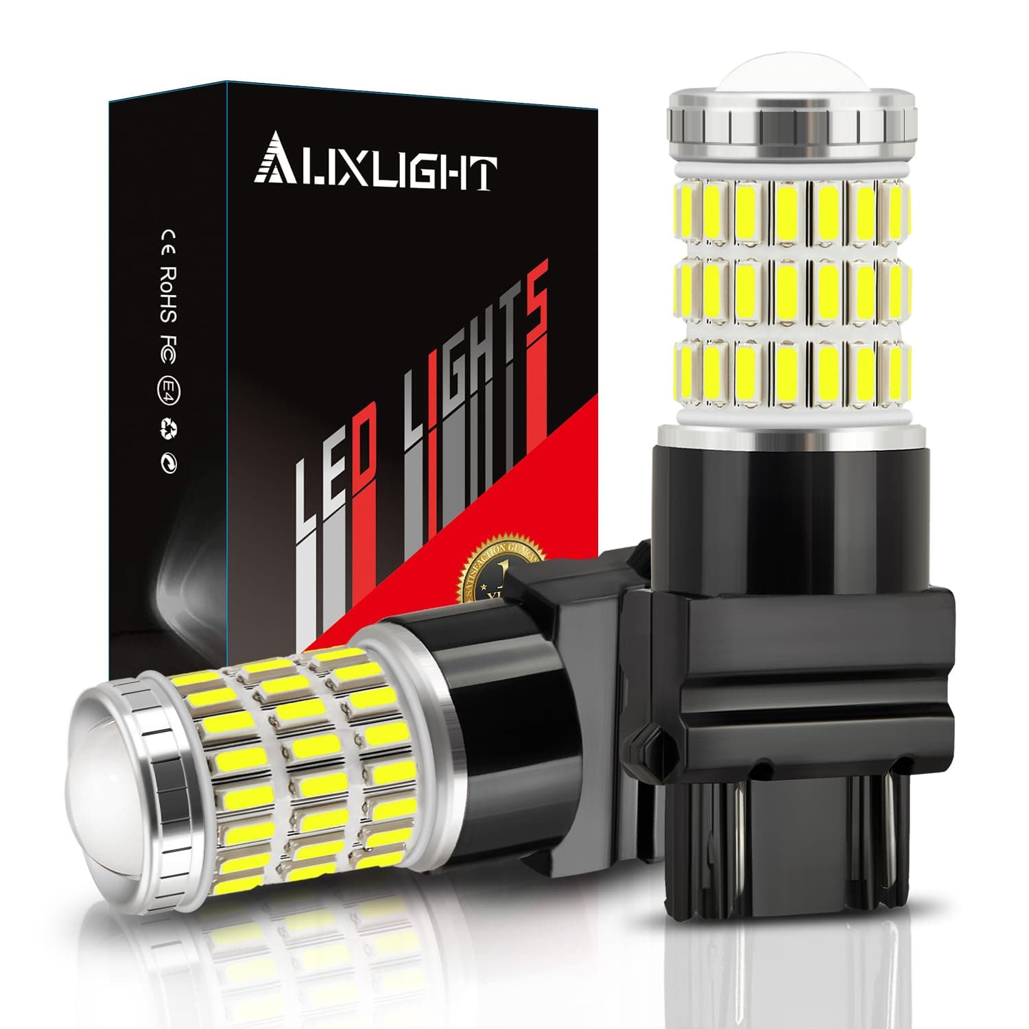 AUXLIGHT 3157 3156 3057 4157 3157K LED Bulbs Xenon White, Ultra Bright 60-SMD LED Replacement for Back Up/Reverse Lights, Brake/Tail Lights, Turn Signal/Parking or Running Lights (Pack of 2)