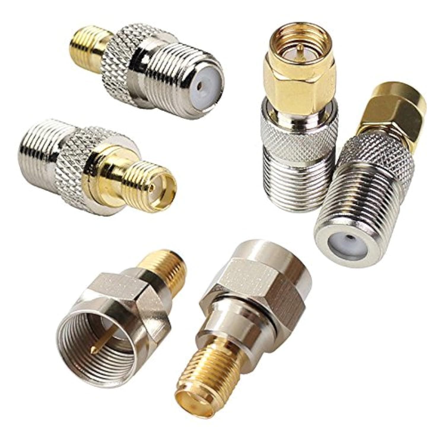 F Type to SMA Male Female Coax Connector Coaxial Adapter 2 Sets 6 Pcs