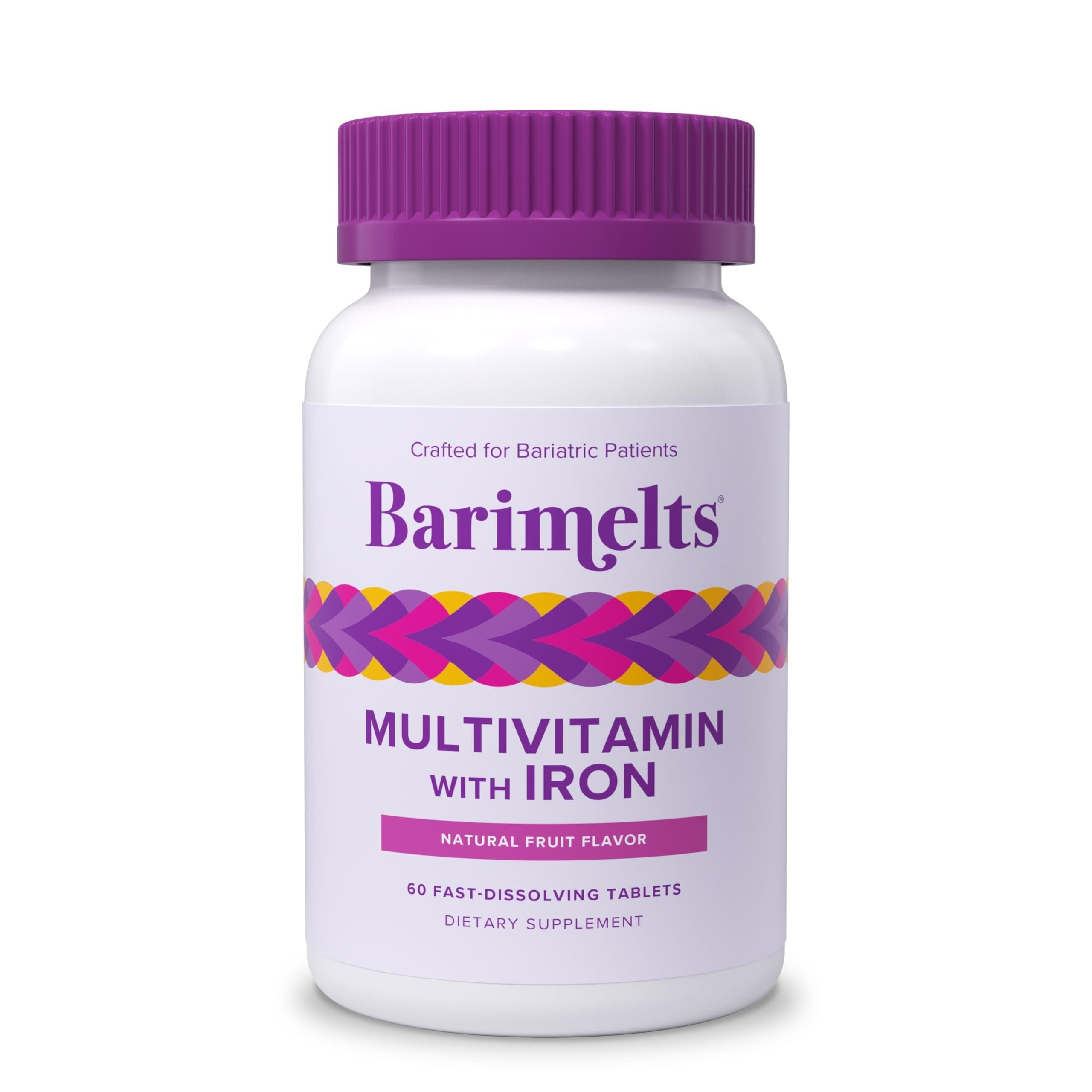 Bariatric Multivitamin with Iron, 60 Fast-Dissolving Tablets (1-Month Supply), Sugar-Free Bariatric Vitamins for Women, Natural Fruit Flavor