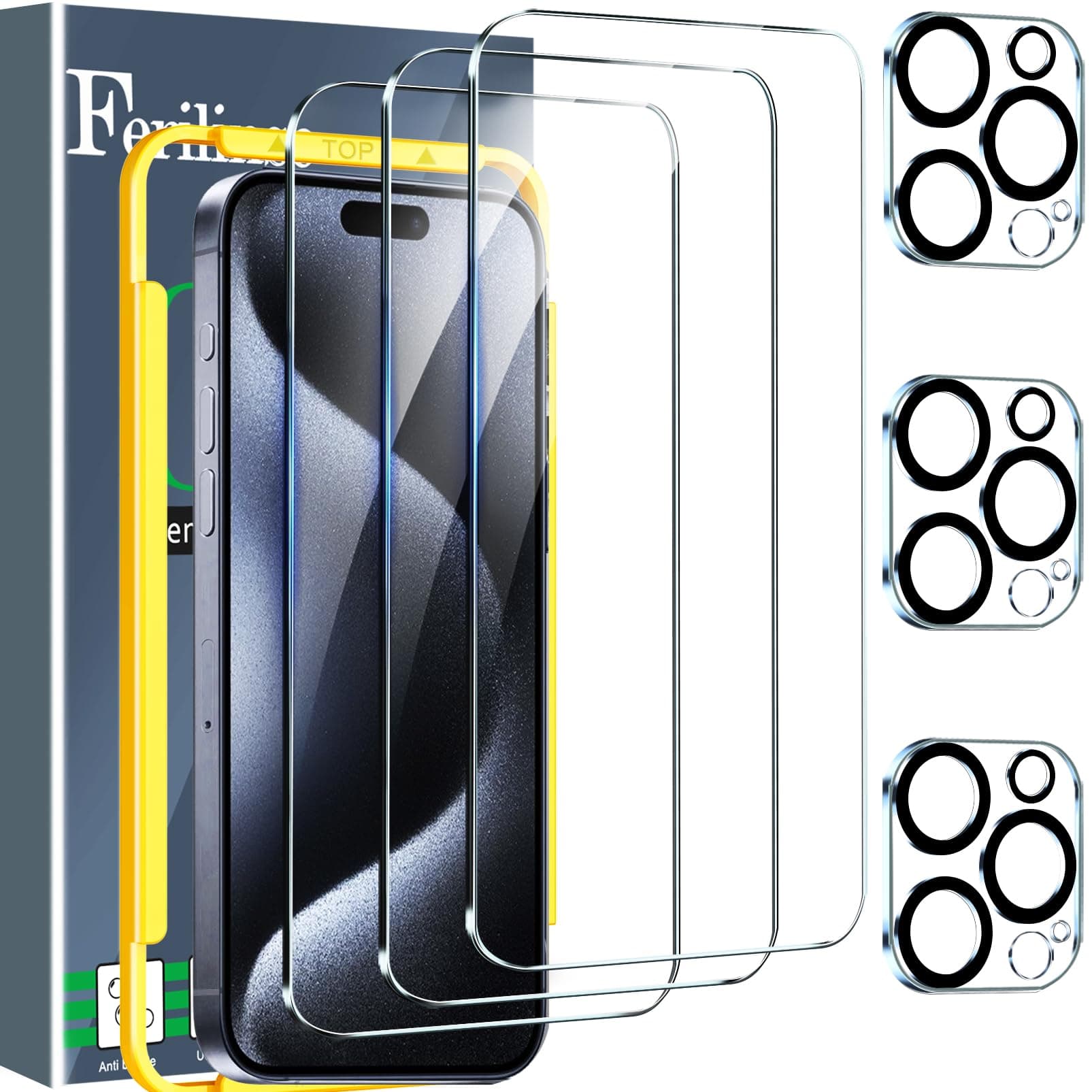 Ferilinso 4 Pack Screen Protector for 6.7 inch Pro Max Ultra with 4 Pack Tempered Glass Camera Lens Protector Phone Case Friendly Accessories Protector de Pantalla for 6.7 6.7 inch Pro max