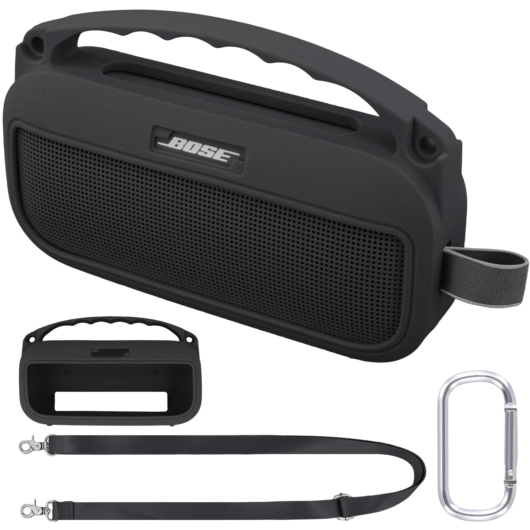 Silicone Case for Bose SoundLink Flex Portable Bluetooth Speaker (2nd Generation), Portable Ultralight Protective Sleeve with Carabiner and Shoulder Strap (Speaker and Accessories are not