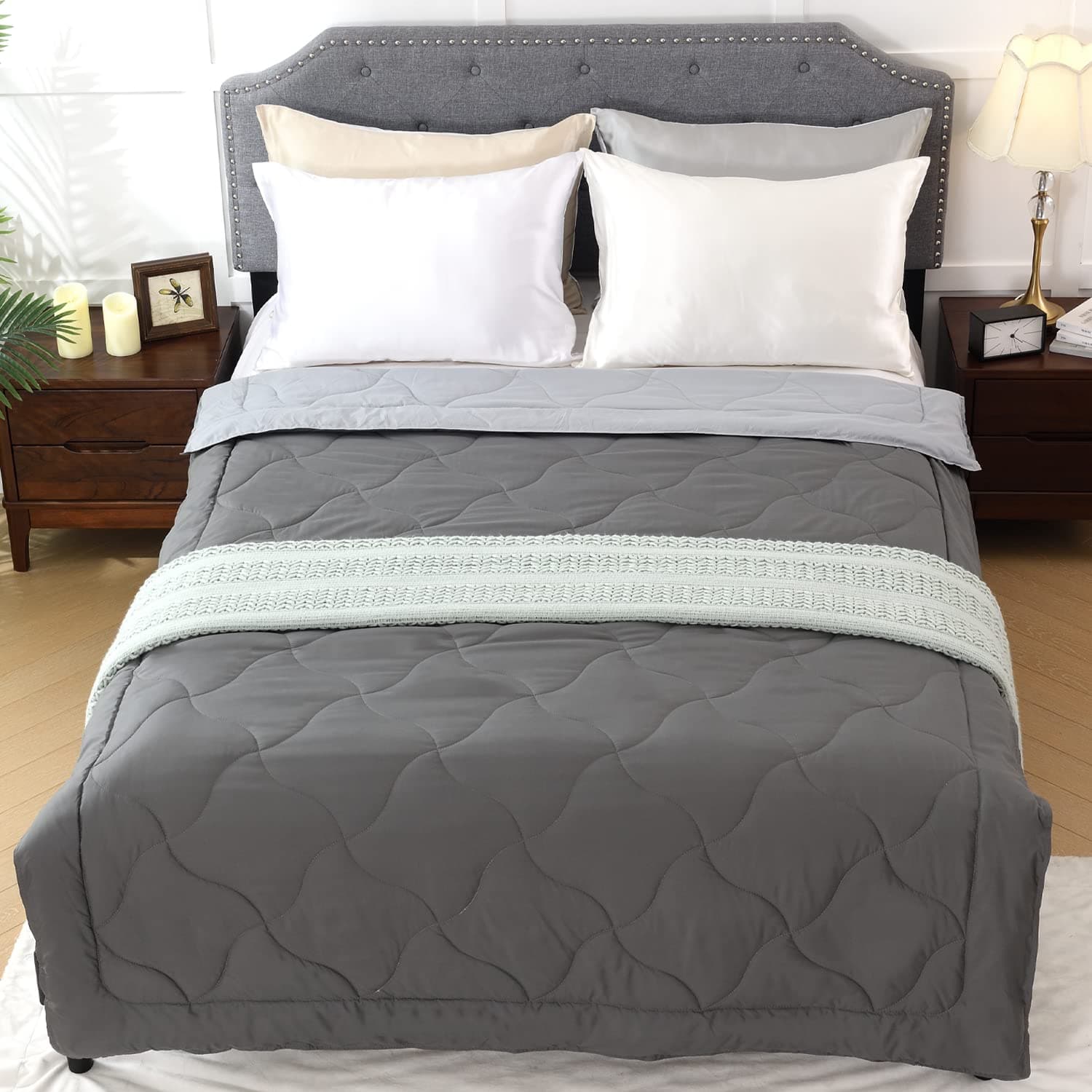 Down Alternative Comforter All Season Reversible Double-sided Lightweight Soft Quilt, All Season Down Alternative Cozy Bedding, with Cloud Stitched Duvet Insert, 135x200cm