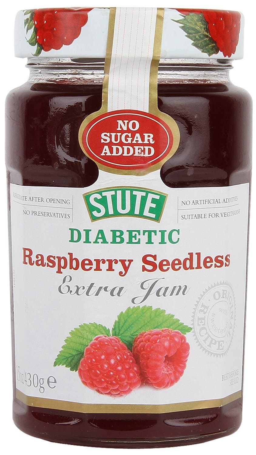 Stute No Sugar Added Diabetic Raspberry Seedless Extra Jam, 15.17 oz ℮ 430 g