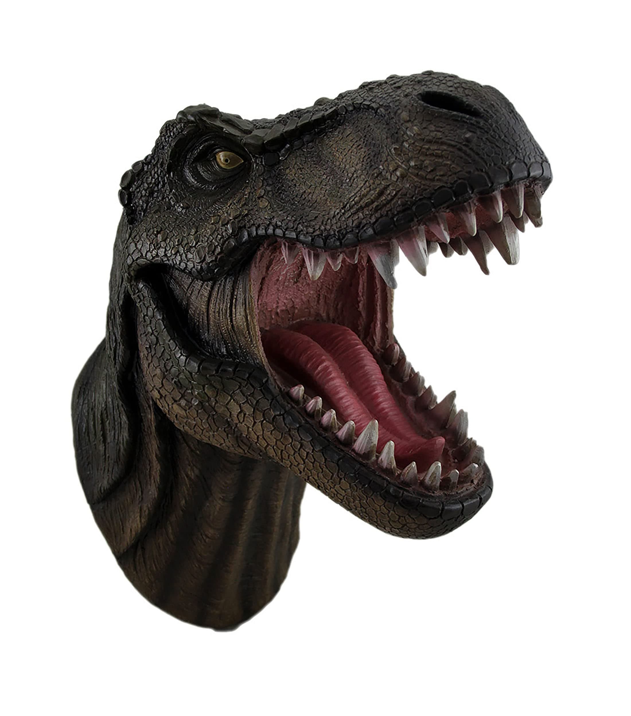 DWK Massive Wall Mounted Dinosaur Head Sculpture – Hand Painted Statue with Amazing Realistic Detail – Easy to Hang Dino Wall Art - Faux Taxidermy Jurassic Dinosaurs Decor Bust (Tyrannosaurus)