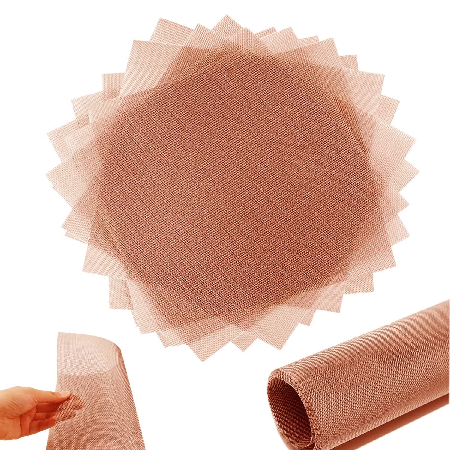 10 Pack 30 Mesh 99.9% Pure Copper Screen Woven Mesh Screen, Copper Mesh Cloth Fine Mesh, 5.9x5.9 Inch