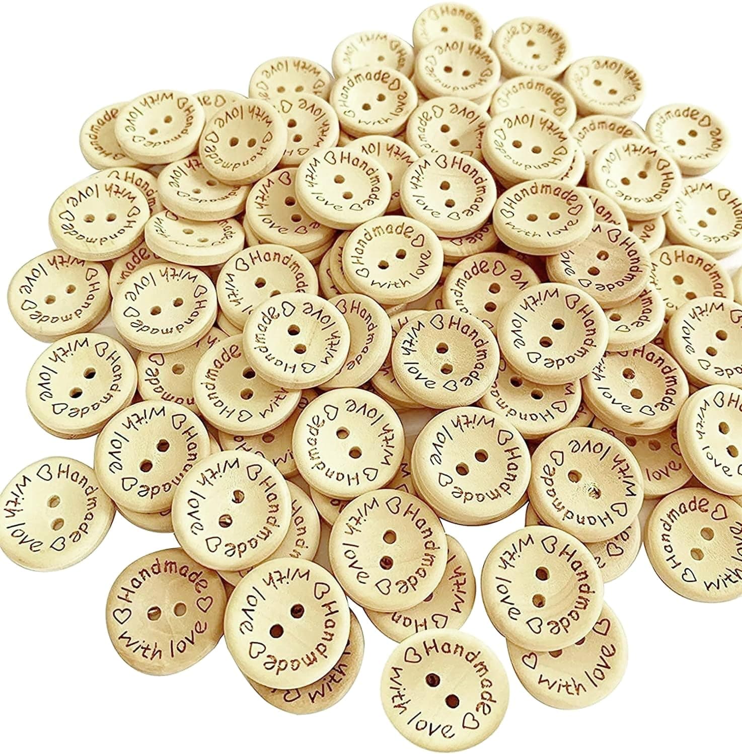 15mm Handmade with Love Buttons