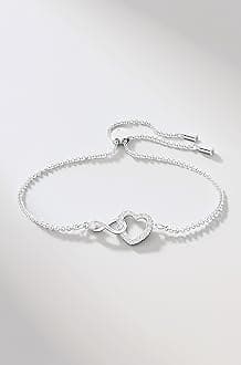 Swarovski Hyperbola bracelet, Infinity and heart, White, Rhodium plated